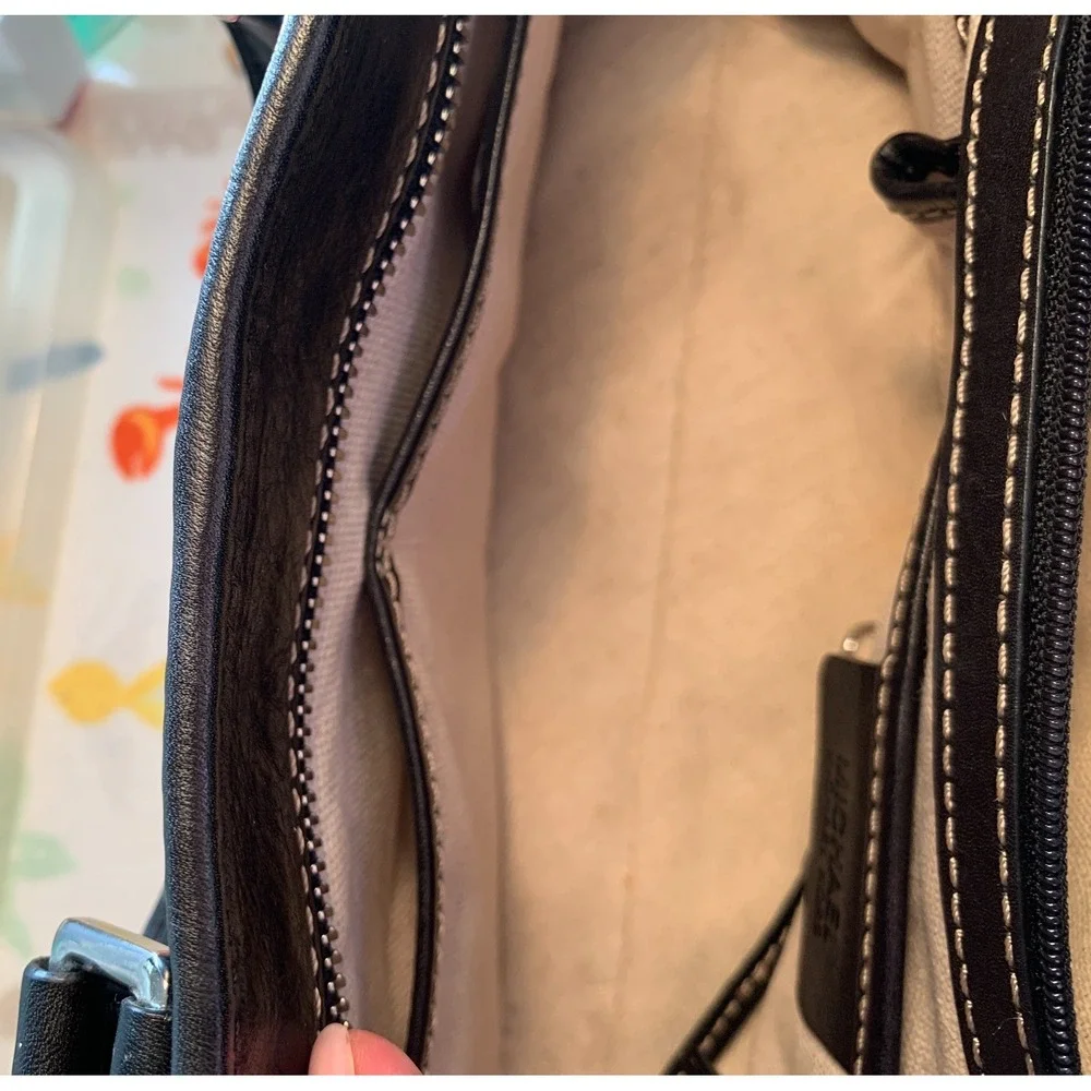 Michael Kors Y2K Black Crescent Brookville Buckle Hobo Bag‎ Silver Hardware RARE
